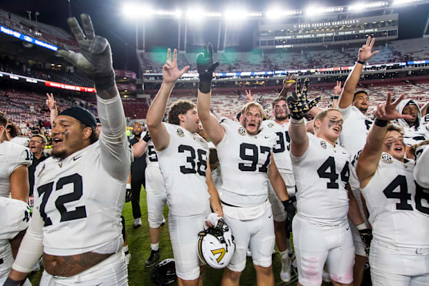 Vanderbilt celebrating a win over South Carolina.
