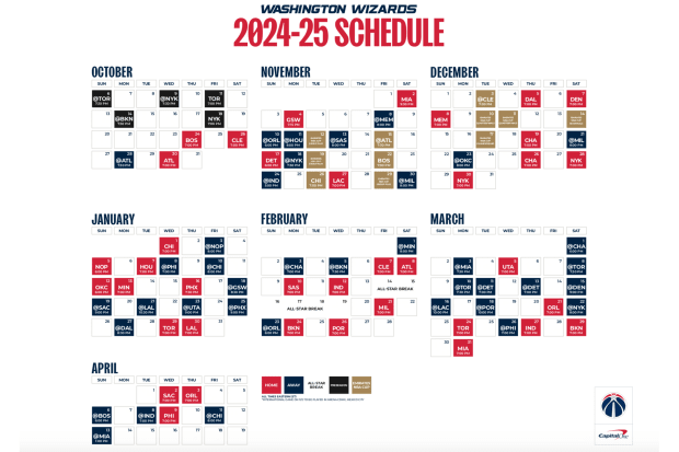 2024-25 Washington Wizards schedule