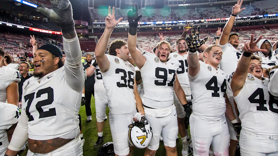 Vanderbilt celebrating a win over South Carolina.