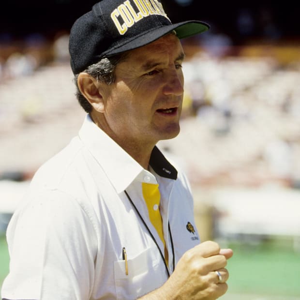 Colorado Buffaloes head coach Bill McCartney prior to the game against the Tennessee Volunteers.