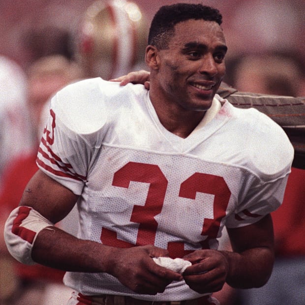 Roger Craig on the sidelines during the San Francisco 49ers' 55-10 trouncing of the Denver Broncos in Super Bowl XXIV.