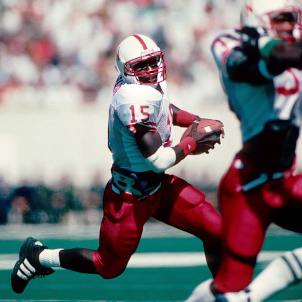 Nebraska quarterback Tommie Fraizer in action against the Michigan State Spartans in 1995
