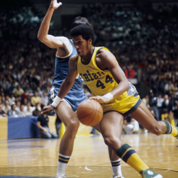 Notre Dame guard Adrian Dantley (44) in action against UCLA in  the 1975 season. 