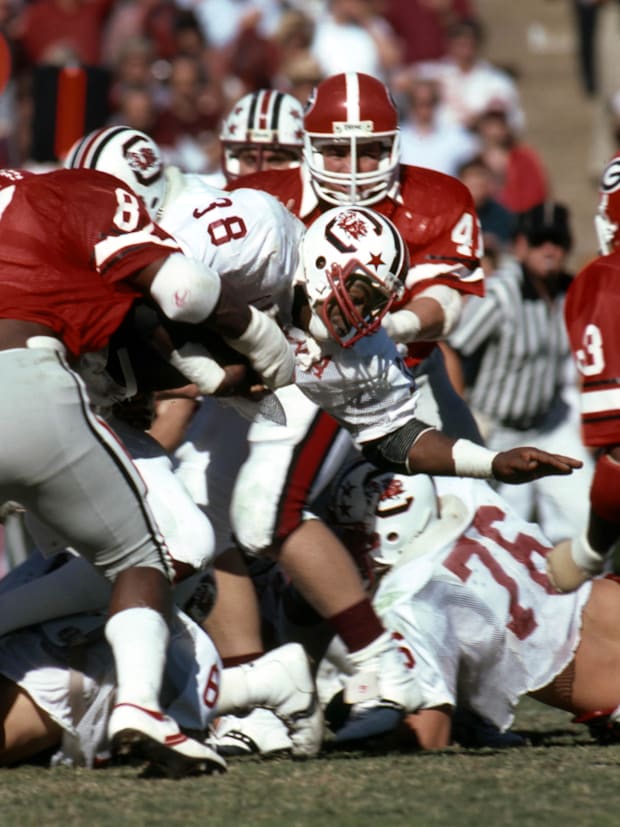 South Carolina Gamecocks running back George Rogers (38) in action against the Georgia Bulldogs at Sanford Stadium.