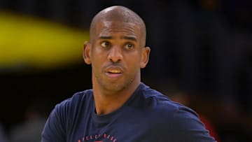 Nov 25, 2025; Los Angeles, California, USA;  Los Angeles Clippers guard Chris Paul (3) warms up prior to the game against the Los Angeles Lakers at Crypto.com Arena. Mandatory Credit: Jayne Kamin-Oncea-Imagn Images