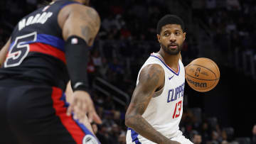 Feb 2, 2024; Detroit, Michigan, USA;  LA Clippers forward Paul George (13): Rick Osentoski-USA TODAY Sports