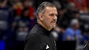 Mississippi State Bulldogs coach Chris Jans watches his team against the LSU Tigers during the first half at Bridgestone Arena.