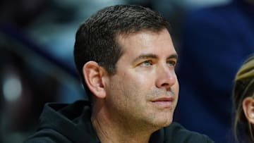 Mar 9, 2025; Uncasville, CT, USA; Boston Celtics general manager Brad Stevens on the sideline as the UConn Huskies take on the Villanova Wildcats in the second half at Mohegan Sun Arena. Mandatory Credit: David Butler II-Imagn Images