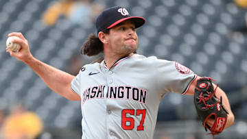 Washington Nationals pitcher Kyle Finnegan throws the baseball.
