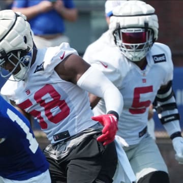 East Rutherford, NJ -- August 1, 2024 -- Wide receiver, Jalin Hyatt practicing today at training camp for the New York Giants.