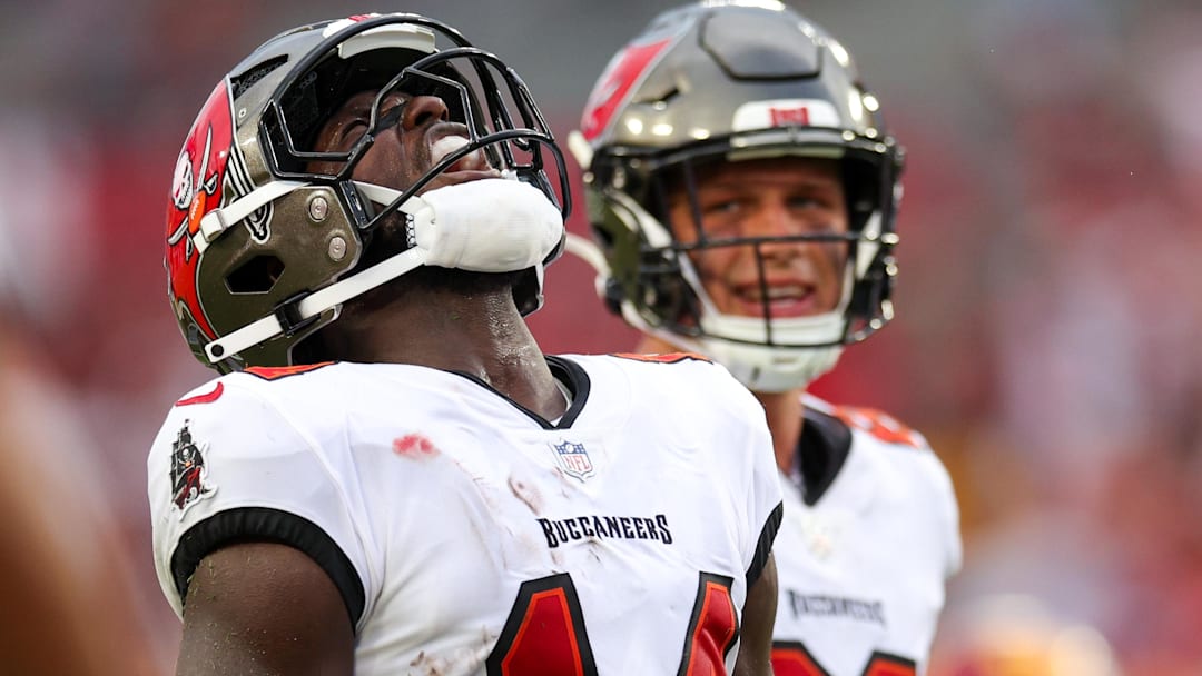 Sep 8, 2024; Tampa, Florida, USA; Tampa Bay Buccaneers wide receiver Chris Godwin (14) Mandatory Credit: Nathan Ray Seebeck-Imagn Images Sep 8, 2024; Tampa, Florida, USA; Tampa Bay Buccaneers wide receiver Chris Godwin (14) Mandatory Credit: Nathan Ray Seebeck-Imagn Images
