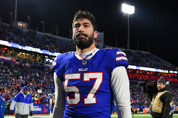 Buffalo Bills DE A.J. Epenesa following the game against the New York Jets.
