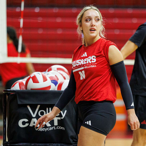 Nebraska volleyball defensive specialist/libero Laney Choboy at practice ahead of the 2025 season.