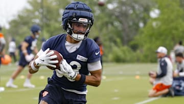 Chicago Bears wide receiver Samori Toure (83) runs with the ball during minicamp at Halas Hall.