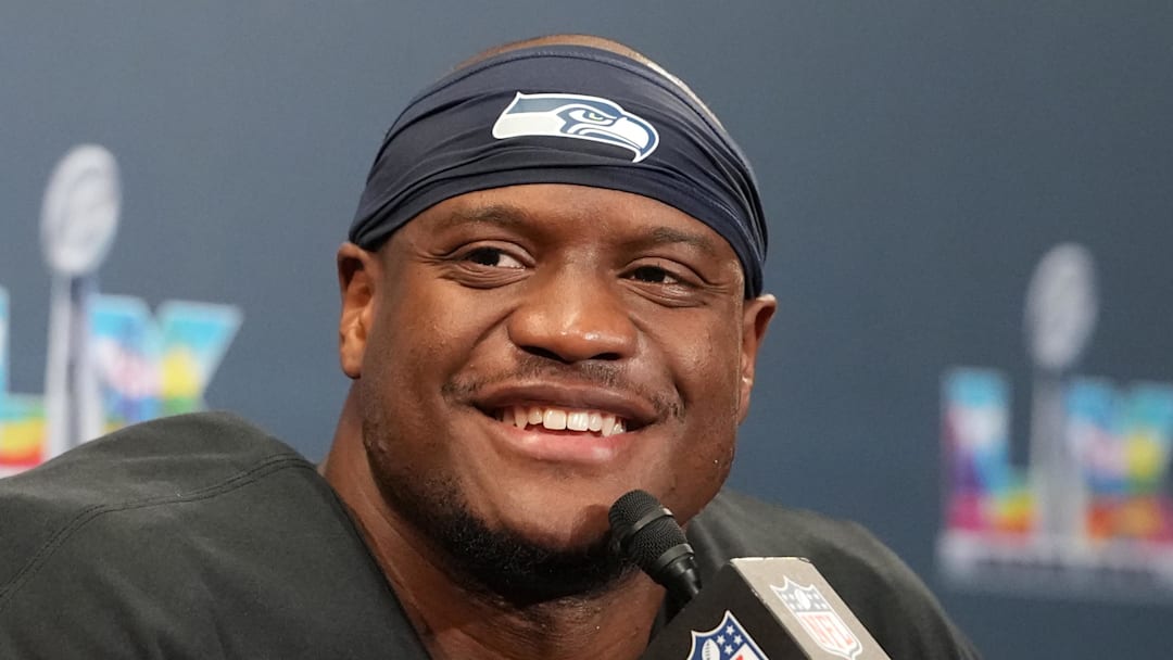 Feb 8, 2026; Santa Clara, CA, USA; Seattle Seahawks running back Kenneth Walker III (9) speaks in a press conference after defeating the New England Patriots in Super Bowl LX at Levi's Stadium. Mandatory Credit: Kirby Lee-Imagn Images