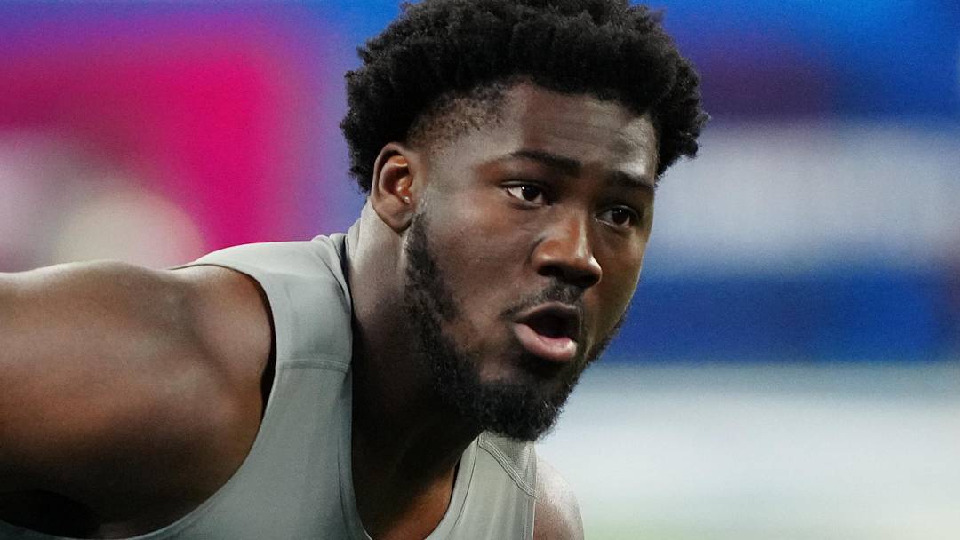 Feb 29, 2024; Indianapolis, IN, USA; Colorado State defensive lineman Mohamed Kamara (DL40) works out during the 2024 NFL Combine at Lucas Oil Stadium. Mandatory Credit: Kirby Lee-Imagn Images