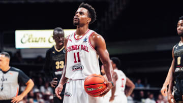 Yogi Ferrell prepares to shoot a free throw during Assembly Ball's win over Men of Mackey in The Basketball Tournament at Hinkle Fieldhouse.