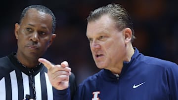 Dec 9, 2023; Knoxville, Tennessee, USA; Illinois Fighting Illini head coach Brad Underwood speaks