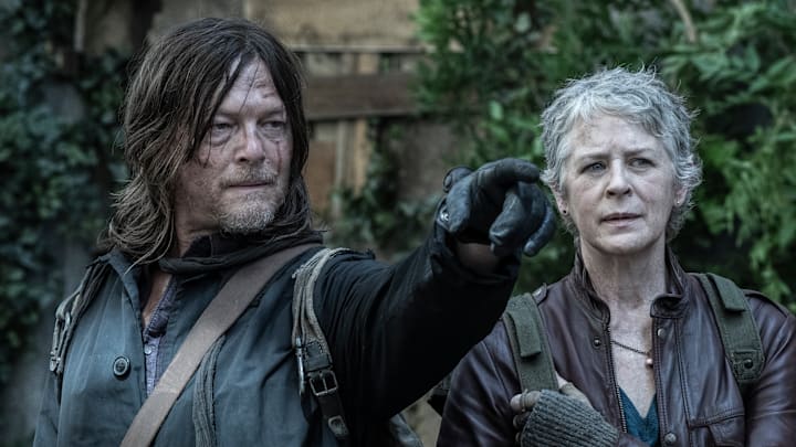 Norman Reedus as Daryl Dixon, Melissa McBride as Carol Peletier in The Walking Dead: Daryl Dixon season 3 