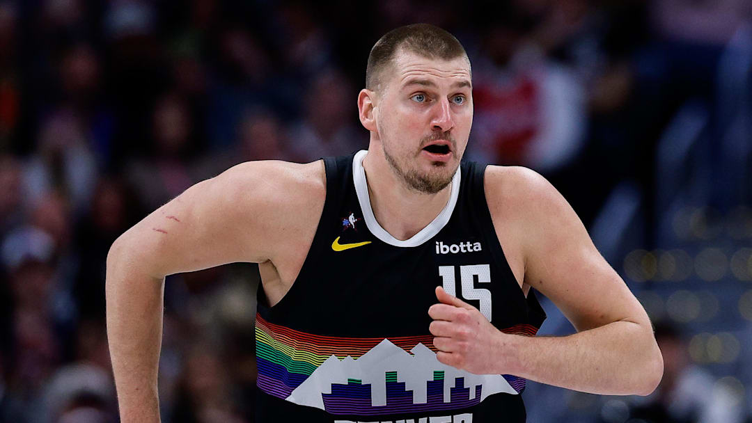 Jan 30, 2026; Denver, Colorado, USA; Denver Nuggets center Nikola Jokic (15) in the second quarter against the Los Angeles Clippers at Ball Arena.