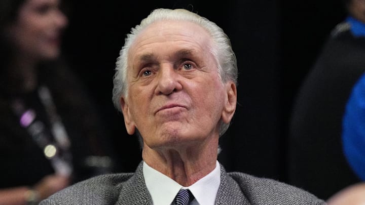 Miami Heat team president Pat Riley looks on (Mandatory Credit: Jim Rassol-Imagn Images)