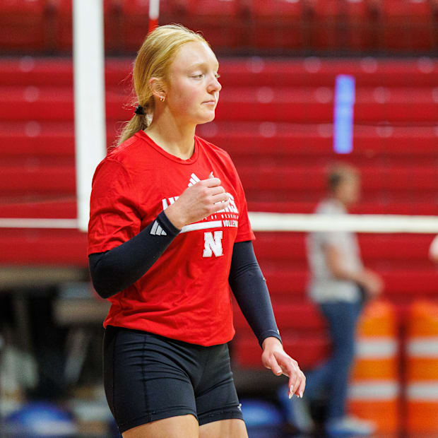 Nebraska volleyball defensive specialist/libero Olivia Mauch at practice ahead of the 2025 season.