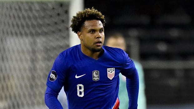 Weston McKennie in action for the USMNT.
