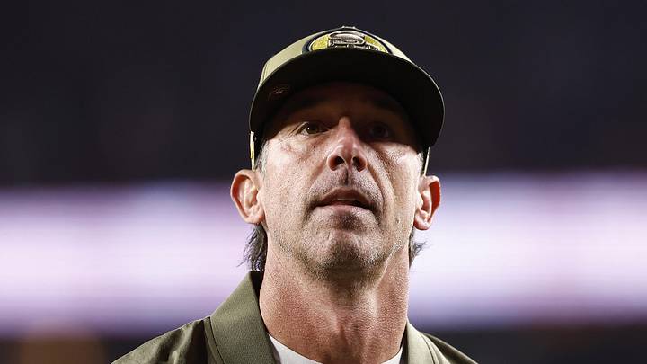 San Francisco 49ers head coach Kyle Shanahan walks off the field