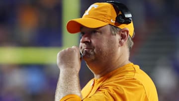 Nov 22, 2025; Gainesville, Florida, USA; Tennessee Volunteers head coach Josh Heupel against the Florida Gators during the second half at Ben Hill Griffin Stadium. Mandatory Credit: Kim Klement Neitzel-Imagn Images
