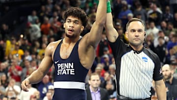 Penn State wrestling's Carter Starocci at the 2025 NCAA Division I Men's Wrestling Championship