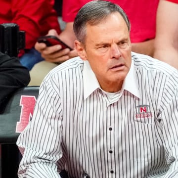 Oct 21, 2023; Lincoln, NE, USA; Nebraska Cornhuskers head coach John Cook during the first set against the Wisconsin Badgers.