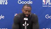 Boston Celtics star Jaylen Brown speaks to media after losing in the Eastern Conference semifinals.