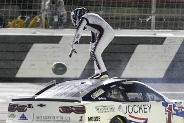 Chastain celebrated his Coca Cola 600 win in May with his signature watermelon smash.