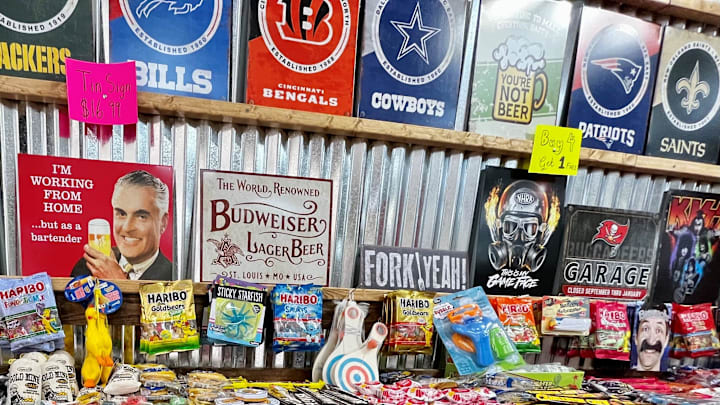 Tin signs are a surprising top seller at Rocket Fizz in Miromar Outlets.

Rocket Wall Signs