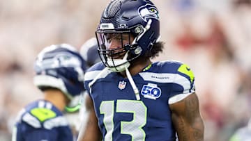 Sep 25, 2025; Glendale, Arizona, USA; Seattle Seahawks linebacker Ernest Jones IV (13) against the Arizona Cardinals at State Farm Stadium. 