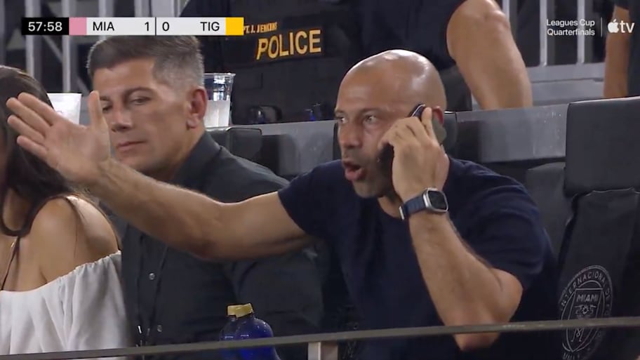 Inter Miami’s Javier Mascherano was given a red card so he went in the stands and called an assistant to keep coaching. | @TomBogert