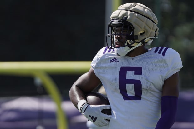 Jeremiah Hunter takes a moment to himself during fall camp.