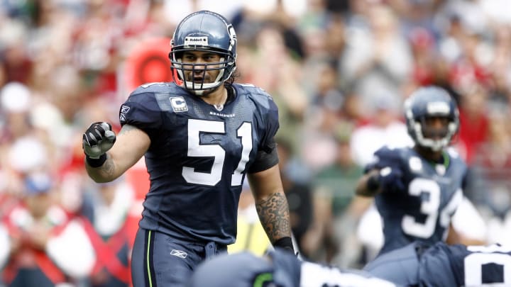 September 12, 2010, Seattle, WA, USA; Seattle Seahawks linebacker Lofa Tatupu (51) audibles a play against the San Francisco 49ers during the second half at Qwest Field. Mandatory Credit: Joe Nicholson-USA TODAY Sports