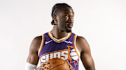 Sep 24, 2025; Phoenix, AZ, USA; Phoenix Suns center Mark Williams (15) poses for portrait during Media Day at PHX Arena. Mandatory Credit: Mark J. Rebilas-Imagn Images