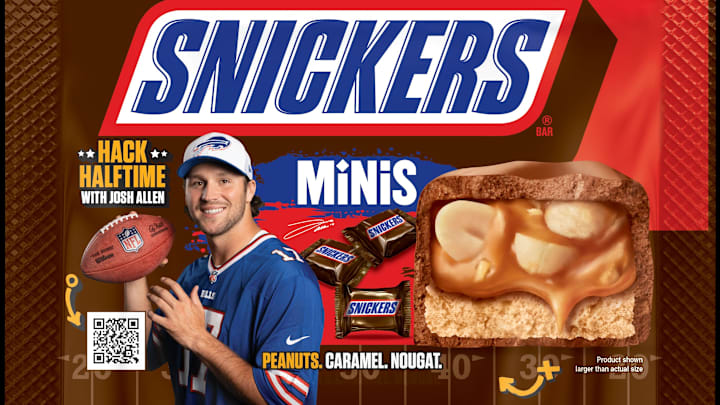 Josh Allen and SNICKERS are teaming up to bring you one-of-a-kind Halftime Hacks. Image courtesy SNICKERS