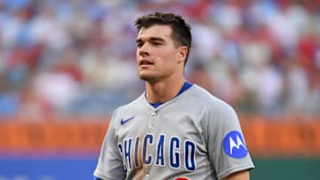 Jun 10, 2025; Philadelphia, Pennsylvania, USA; Chicago Cubs third base Matt Shaw (6) against the Philadelphia Phillies at Citizens Bank Park. Mandatory Credit: Eric Hartline-Imagn Images