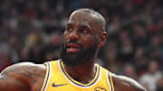 Los Angeles Lakers forward LeBron James reacts after losing the ball against the Toronto Raptors