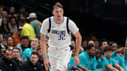 Oct 11, 2025; Dallas, Texas, USA; Dallas Mavericks forward Cooper Flagg (32) brings the ball up court against the Charlotte Hornets in the second half of a game at American Airlines Center. Mandatory Credit: Raymond Carlin III-Imagn Images