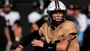 Vanderbilt quarterback Blaze Berlowitz (19) passes during practice at FirstBank Stadium Thursday, Aug. 7, 2025, in Nashville, Tenn.
