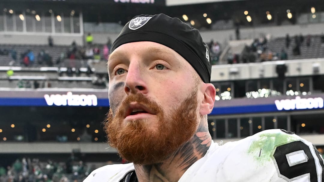 Dec 14, 2025; Philadelphia, Pennsylvania, USA; Las Vegas Raiders defensive end Maxx Crosby (98) on the field after loss to the Philadelphia Eagles at Lincoln Financial Field. Mandatory Credit: Eric Hartline-Imagn Images