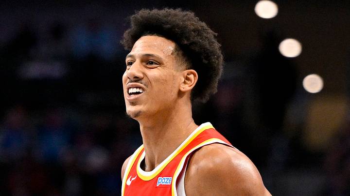 Atlanta Hawks forward Jalen Johnson (1) against the Dallas Mavericks at American Airlines Center on Oct. 16, 2026.