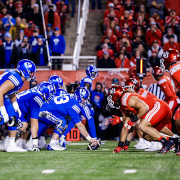 BYU offensive line against Utah