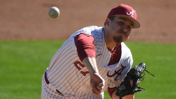Feb 18, 2023; Bessemer, AL, USA; Alabama pitcher Ben Hess (27) delivers a pitch as the Crimson Tide faced Richmond in the season-opening series.
Sports Alabama Vs Richmond College Baseball Feb 18, 2023; Bessemer, AL, USA; Alabama pitcher Ben Hess (27) delivers a pitch as the Crimson Tide faced Richmond in the season-opening series.
Sports Alabama Vs Richmond College Baseball