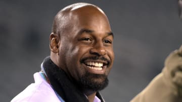 Philadelphia Eagles former quarterback Donovan McNabb on field during pre game warmups before game between Carolina Panthers and Philadelphia Eagles at Lincoln Financial Field.