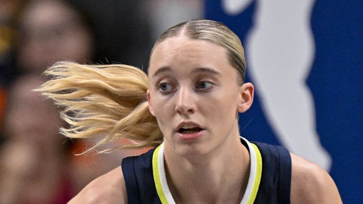 Paige Bueckers in action during the game between the Dallas Wings and the Indiana Fever.